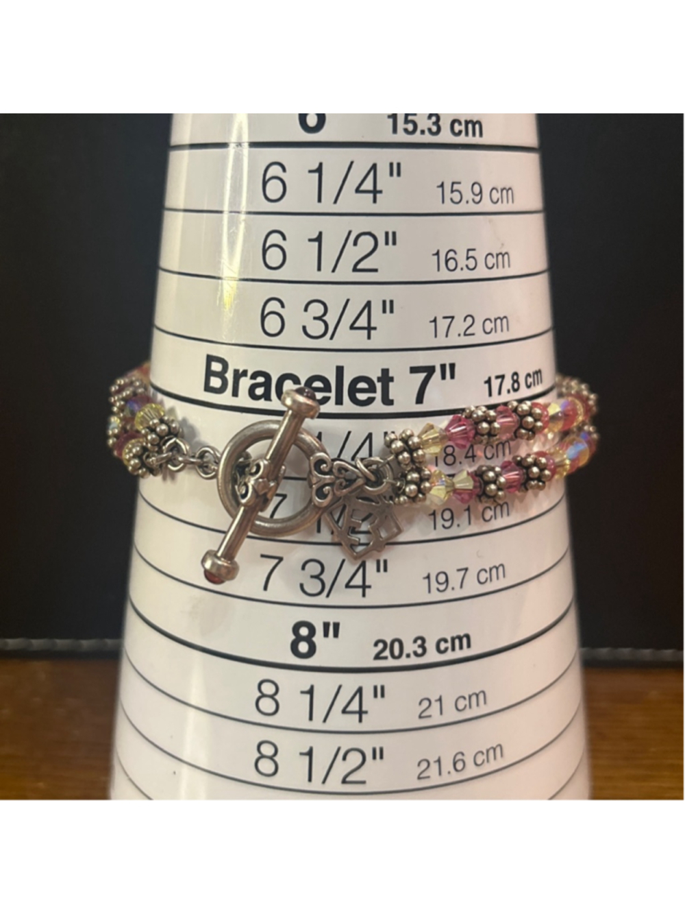 Women's Elyse Ryan Beaded Bracelet 7.5” Pink Yellow AB - Picture 2 of 3